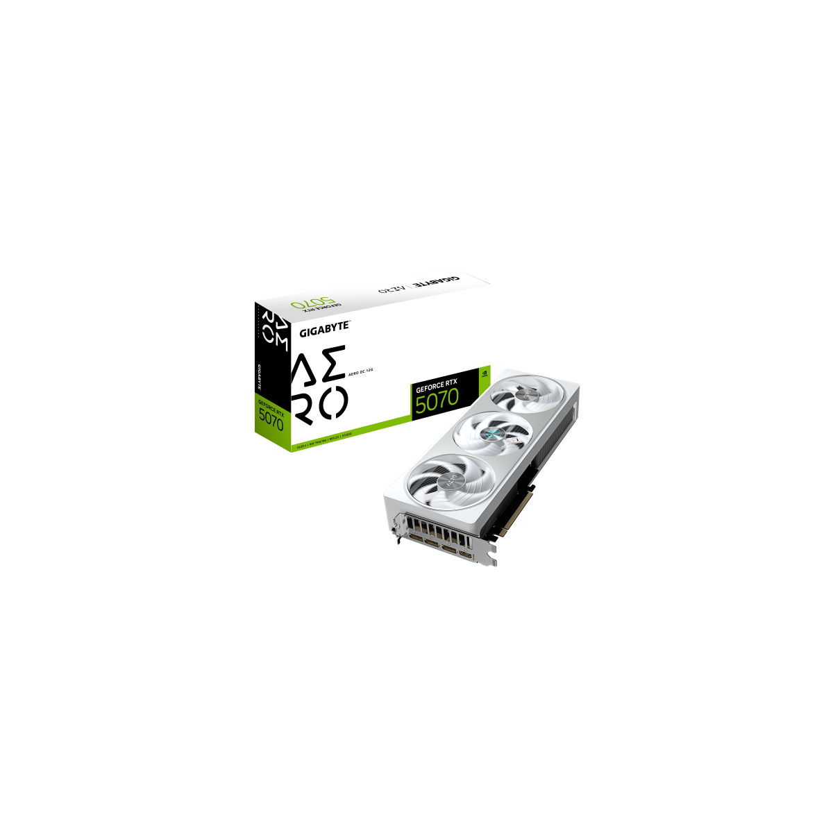 GIGABYTE GeForce RTX 5070 AERO OC 12G Tarjeta Grafica 12GB GDDR7 192 bits PCI E 50 XXXX MHz Core Clock 3 x DP 21a 1 x HDMI 21b 