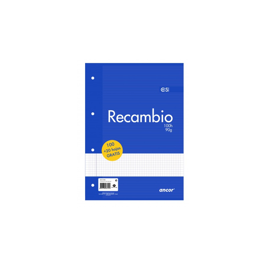 7098-RECAMBIO A4 100+20 HOJAS 90G Q4X4 4 TALADROS ANCOR 061222 7098-RECAMBIO A4 100+20 HOJAS 90G Q4X4 4 TALADROS ANCOR 061222