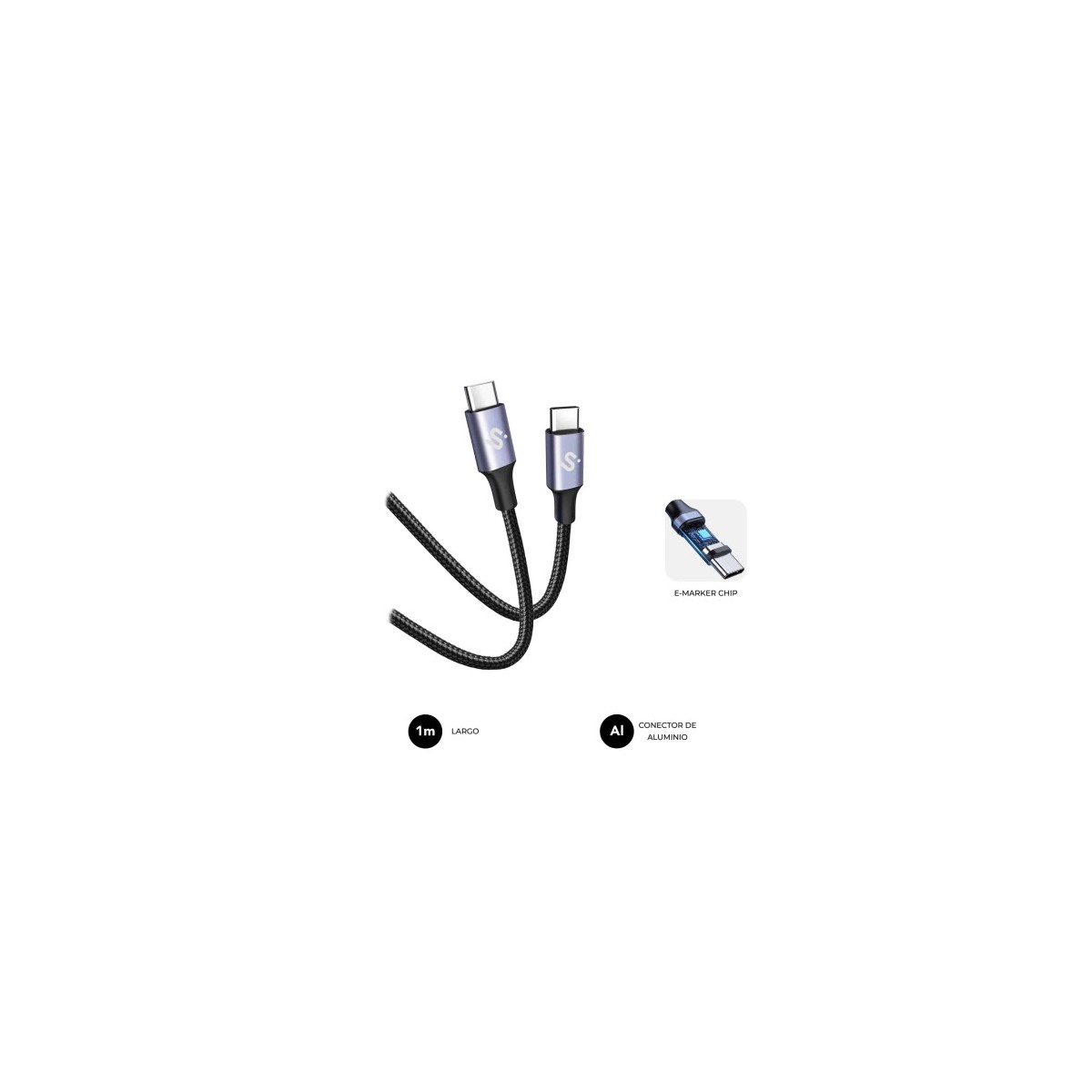SUBBLIM CABLE OPTIMUS 60W C C 1m BLACK