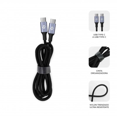 SUBBLIM CABLE OPTIMUS 60W C C 1m BLACK