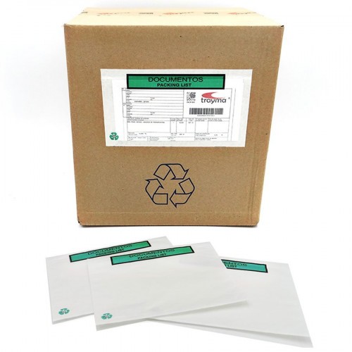 7242-CAJA 1000 SOBRES ADHESIVOS PACK LIST 100% PAPEL 240X130 MM IMPRESO DOCUMENTOS PACKING LIST S2757 F-P