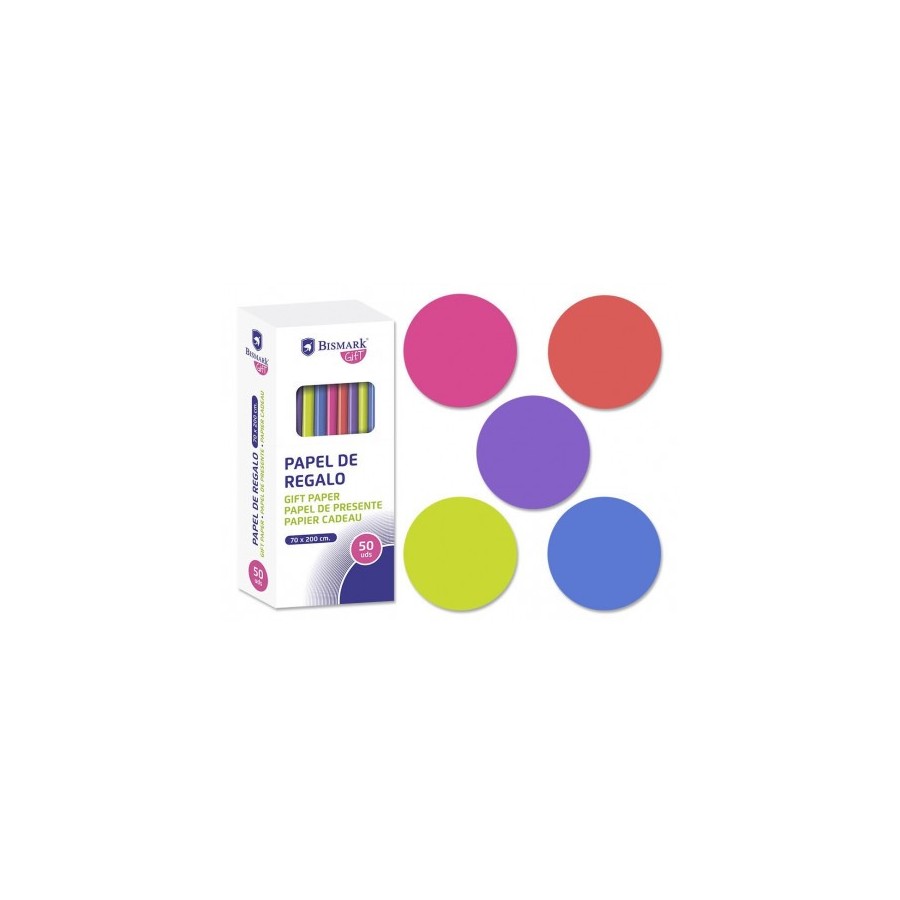 7273-ROLLO PAPEL DE REGALO NEON 70X200 CM BISMARK 328713 7273-ROLLO PAPEL DE REGALO NEON 70X200 CM BISMARK 328713