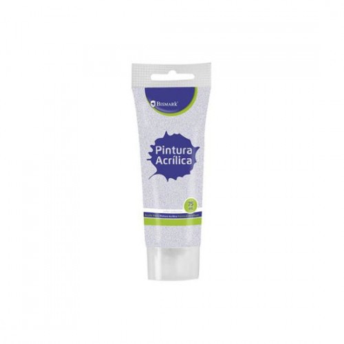 7345-BOTE PINTURA ACRILICA 75 ML PLATA CON GLITTER BISMARK 328673