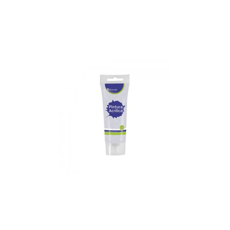 7345-BOTE PINTURA ACRILICA 75 ML PLATA CON GLITTER BISMARK 328673