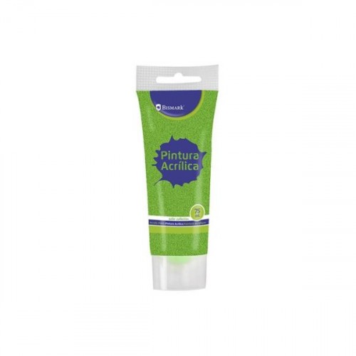 7347-BOTE PINTURA ACRILICA 75 ML VERDE CON GLITTER BISMARK 328675