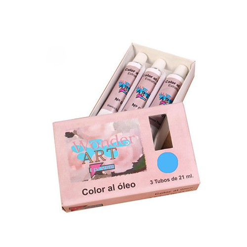 7641-CAJA 3 TUBOS 21ML. OLEO No.29 AZUL CYAN WONDER ART BY PRYSE 6250029
