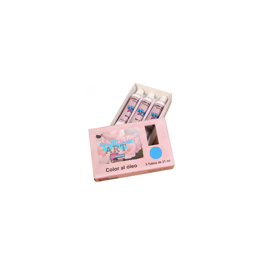 7641-CAJA 3 TUBOS 21ML. OLEO No.29 AZUL CYAN WONDER ART BY PRYSE 6250029