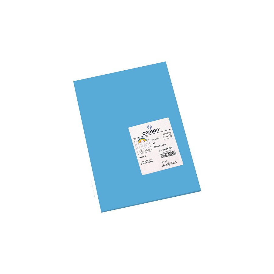 7770-PACK 50 HOJAS CARTULINA IRIS A4 185G AZUL CANSON C200040167