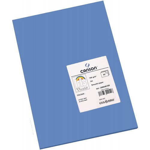 7771-PACK 50 HOJAS CARTULINA IRIS A4 185G AZUL MAR CANSON C200040168