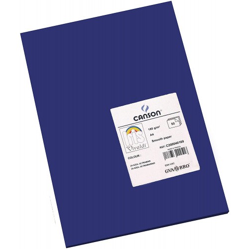 7772-PACK 50 HOJAS CARTULINA IRIS A4 185G AZUL ULTRAMAR CANSON C200040169