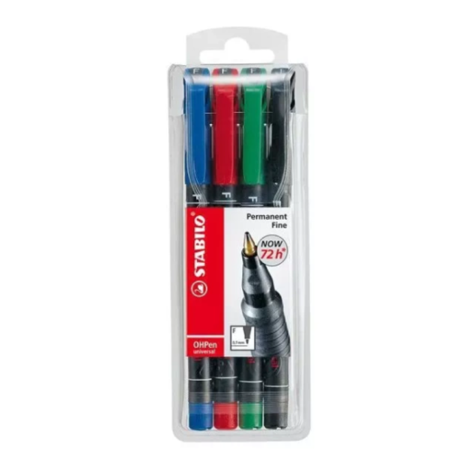 793-ESTUCHE 4 MARCADORES PERMANENTE P.SUPERFINA SURTIDO OHPEN UNIVERSAL 0,4MM. STABILO 841/4