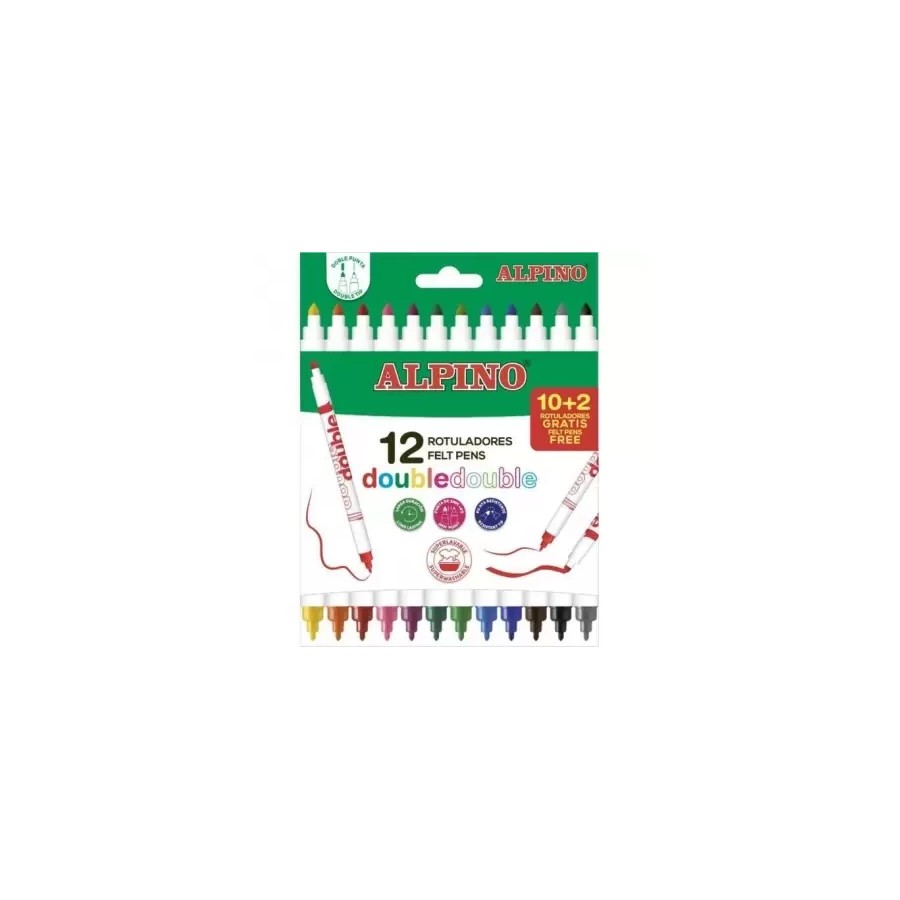 7955-CAJA 10+2 ROTULADORES DE COLORES DOBLE PUNTA ALPINO AR002013N