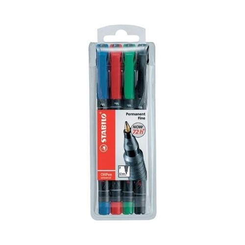 797-ESTUCHE 4 MARCADORES PERMANENTE P.FINA SURTIDO OHPEN UNIVERSAL 0,7MM. STABILO 842/4