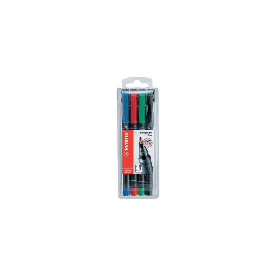 797-ESTUCHE 4 MARCADORES PERMANENTE P.FINA SURTIDO OHPEN UNIVERSAL 0,7MM. STABILO 842/4