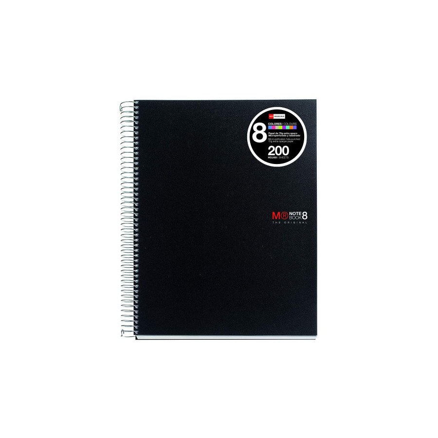 8176-CUADERNO ESPIRAL NB-8 A4 200 HOJAS 5X5MM POLIPROPILENO NEGRO MIQUELRIUS 42006
