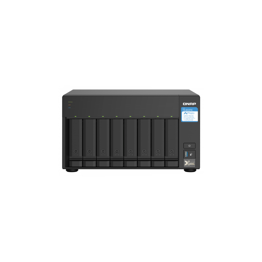8264-QNAP TS-832PX NAS Torre Ethernet Aluminio, Negro AL324