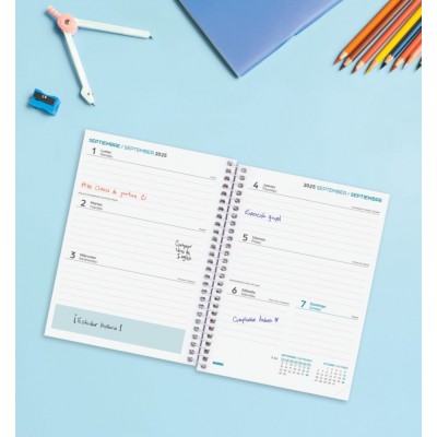 AGENDA ESCOLAR 2025 2026 COOL 8º 120X164 SEMANA VISTA HORIZONTAL NEGRO FINOCAM 645000326
