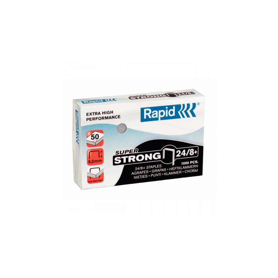 8496-CAJA 1000 GRAPAS 24/8+ MM.SUPER STRONG GALVANIZADA RAPID 24858500 8496-CAJA 1000 GRAPAS 24/8+ MM.SUPER STRONG GALVANIZADA RAPID 24858500