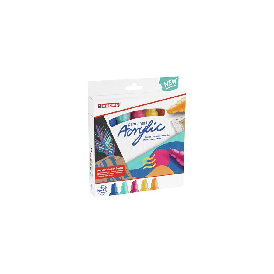 8819-PACK 5 MARCADORES ACRILICOS TRAZO 5-10 MM. ABSTRACTO. COLORES. 934, 903, 905, 906 Y 909. EDDING 5000-5-S-999 8819-PACK 5 MARCADORES ACRILICOS TRAZO 5-10 MM. ABSTRACTO. COLORES. 934, 903, 905, 906 Y 909. EDDING 5000-5-S-999