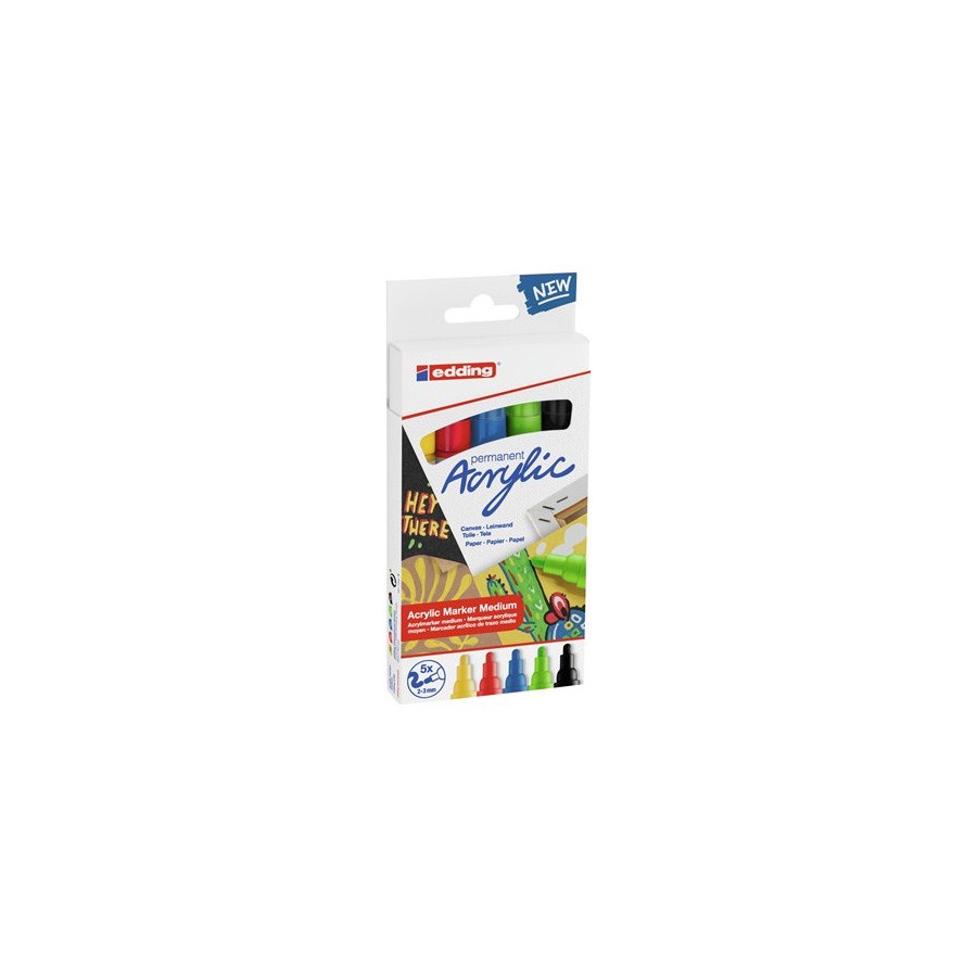 8820-PACK 5 MARCADORES ACRILICOS TRAZO 2-3 MM. BASICOS. COLORES: 905, 902, 903, 927 Y 901. EDDING 5100-5-S 8820-PACK 5 MARCADORES ACRILICOS TRAZO 2-3 MM. BASICOS. COLORES: 905, 902, 903, 927 Y 901. EDDING 5100-5-S