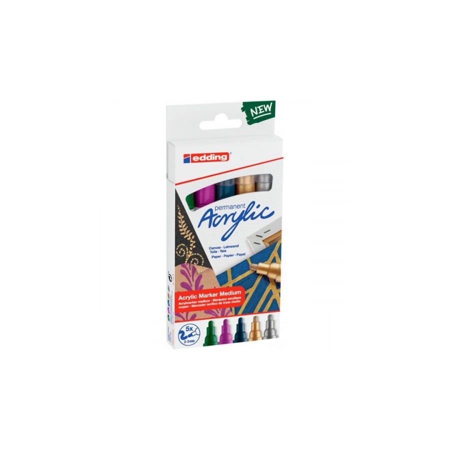 8821-PACK 5 MARCADORES ACRILICOS TRAZO 2-3. FESTIVO. COLORES: 904, 910, 933, 924 Y 923. EDDING 5100-5-S-999 8821-PACK 5 MARCADORES ACRILICOS TRAZO 2-3. FESTIVO. COLORES: 904, 910, 933, 924 Y 923. EDDING 5100-5-S-999