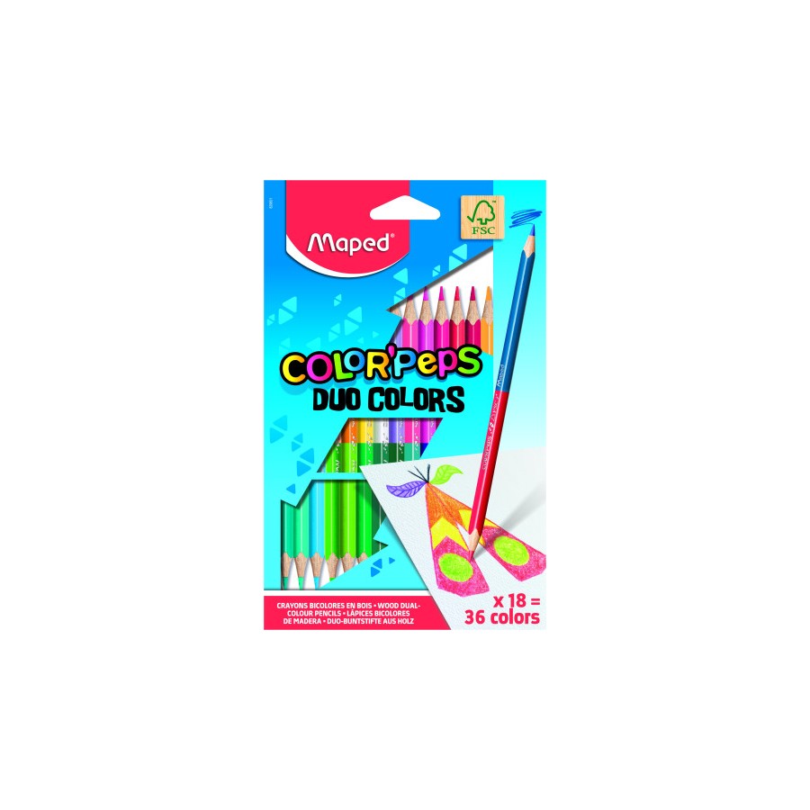 8826-ESTUCHE 18  LAPICES DE COLORES COLOR´PEPS DUO. BICOLOR MAPED 829601FC