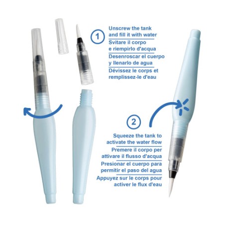 8973-Carioca Pinceles Recargables Water Brush - 3 Uds