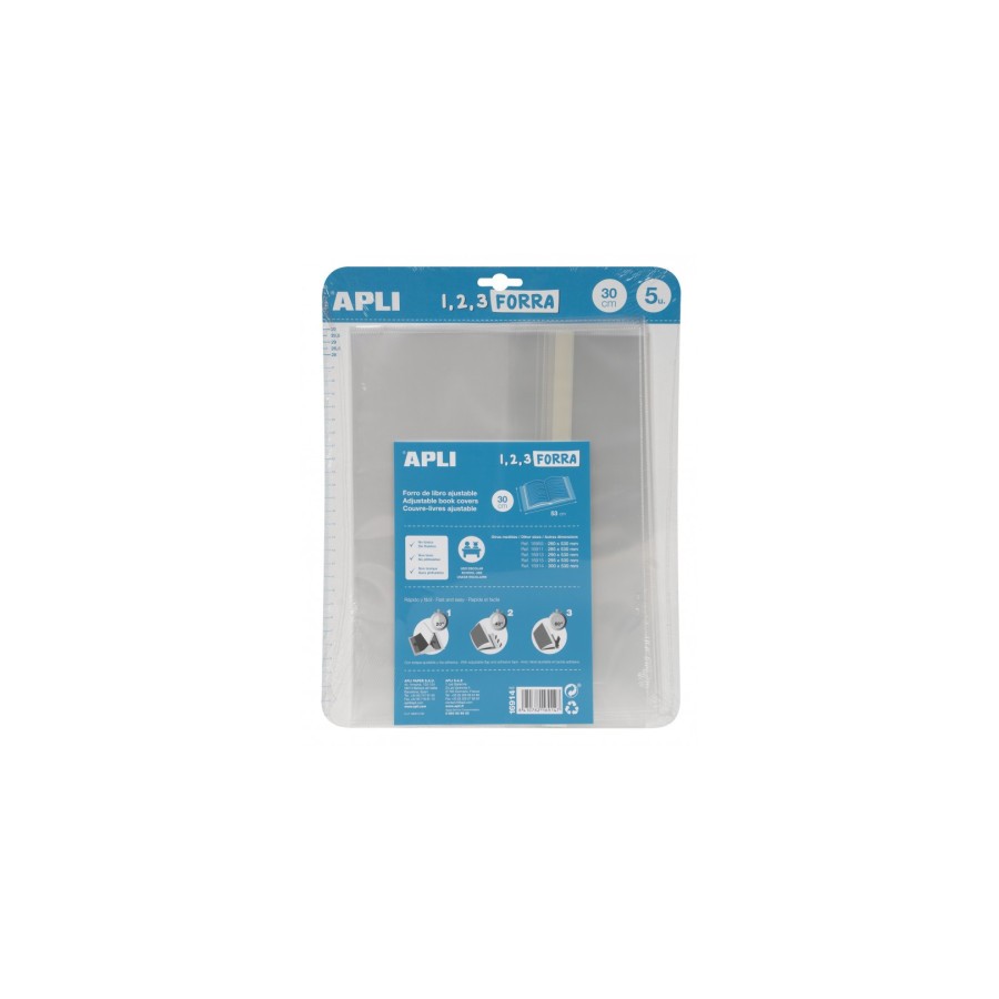 9003-BLISTER 5 UDS. FORRO DE LIBROS CON SOLAPA AJUSTABLE PP 300 MM APLI 16914 9003-BLISTER 5 UDS. FORRO DE LIBROS CON SOLAPA AJUSTABLE PP 300 MM APLI 16914