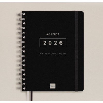 AGENDA 16 MESES SEPTIEMBRE 2025 DICIEMBRE 2026 TEMPUS 4º 155X212 SEMANA VISTA VERTICAL NEGRO FINOCAM 626600126