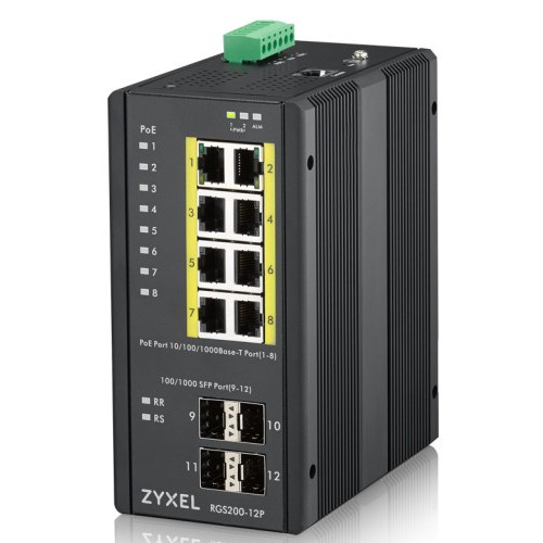 9264-Zyxel RGS200-12P Gestionado L2 Gigabit Ethernet (10/100/1000) Energia sobre Ethernet (PoE) Negro