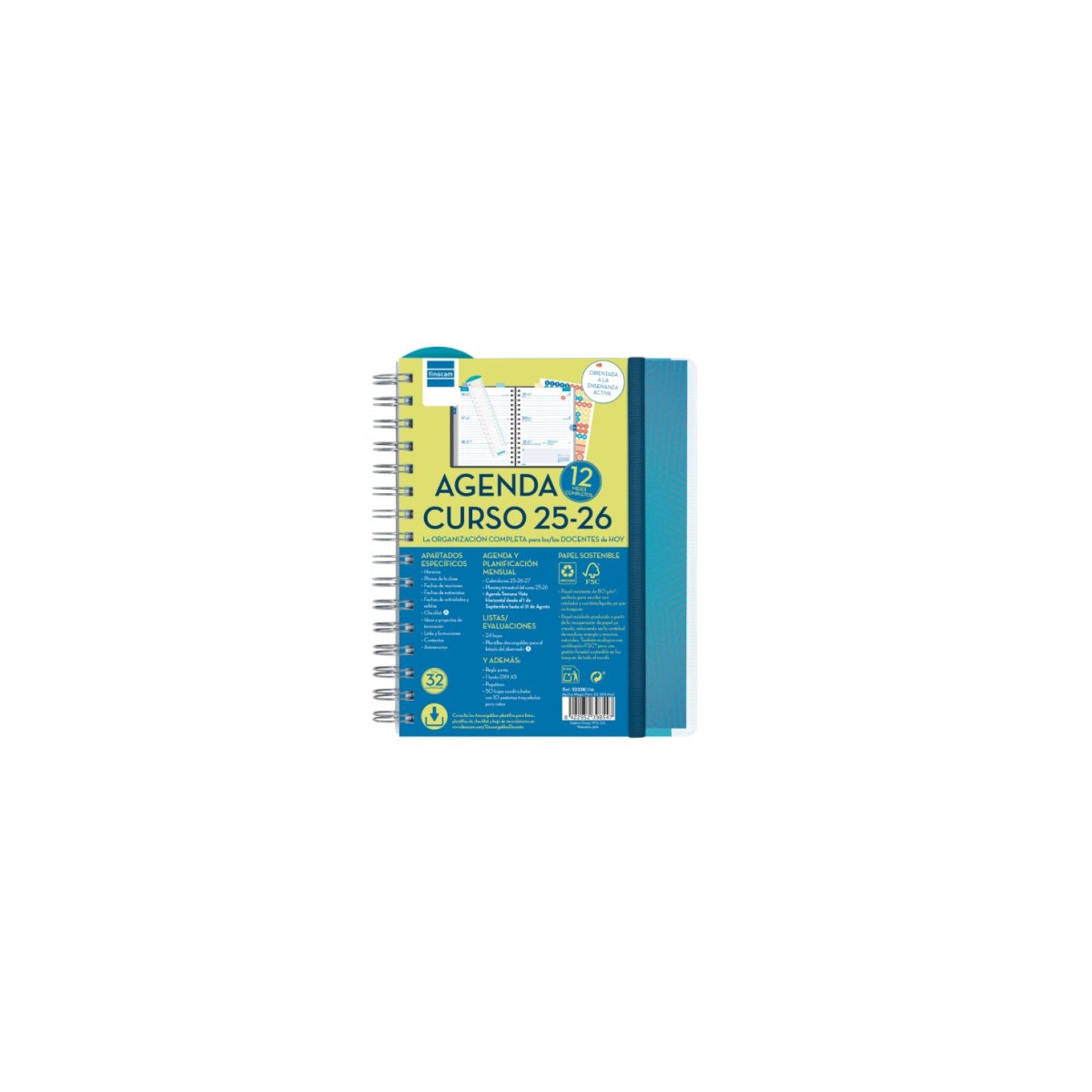 AGENDA DOCENTE 2025 2026 MAGISTRAL PERSONALIZABLE 4º 155X212 SEMANA VISTA HORIZONTAL AZUL FINOCAM 533380026