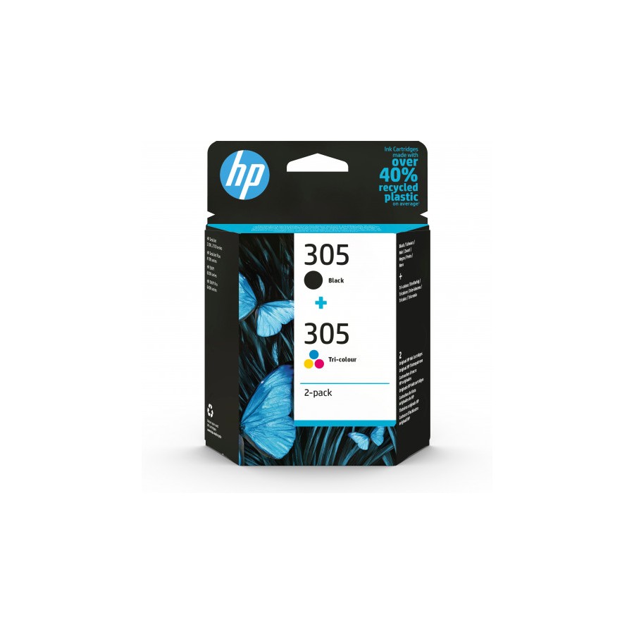 9394-HP Paquete de 2 cartuchos de tinta original 305 tricolor / negro