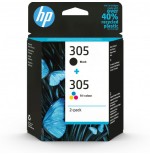 9394-HP Paquete de 2 cartuchos de tinta original 305 tricolor / negro