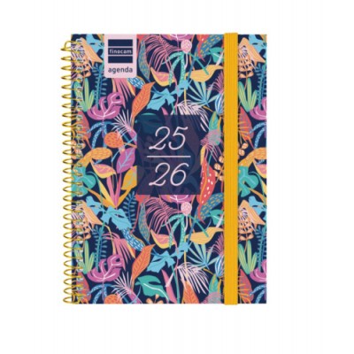 AGENDA ESCOLAR 2025 2026 SECUNDARIA 8º 120X164 SEMANA VISTA HORIZONTAL TROPICAL FINOCAM 634225026