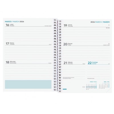 AGENDA ESCOLAR 2025 2026 COOL 8º 120X164 SEMANA VISTA HORIZONTAL AZUL FINOCAM 645000126