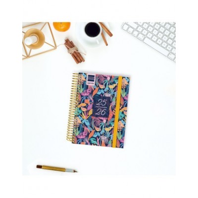 AGENDA ESCOLAR 2025 2026 SECUNDARIA 8º 120X164 1DIA PAGINA TROPICAL FINOCAM 634265026
