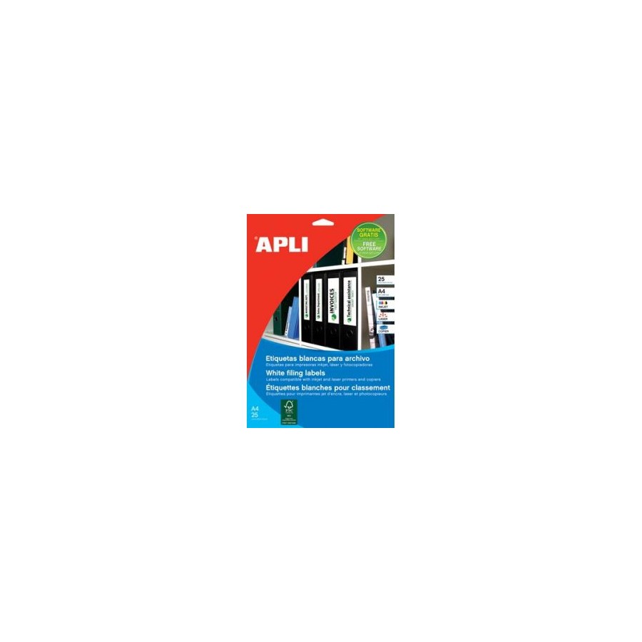 9695-PACK 25 HOJAS (100 UDS) ETIQUETAS BLANCAS 190X61MM APLI 1233 9695-PACK 25 HOJAS (100 UDS) ETIQUETAS BLANCAS 190X61MM APLI 1233