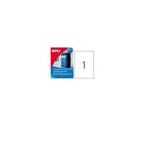 9696-PACK 20 HOJAS (20 UDS) ETIQUETAS BLANCAS 210X297MM APLI 1228
