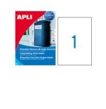 9696-PACK 20 HOJAS (20 UDS) ETIQUETAS BLANCAS 210X297MM APLI 1228