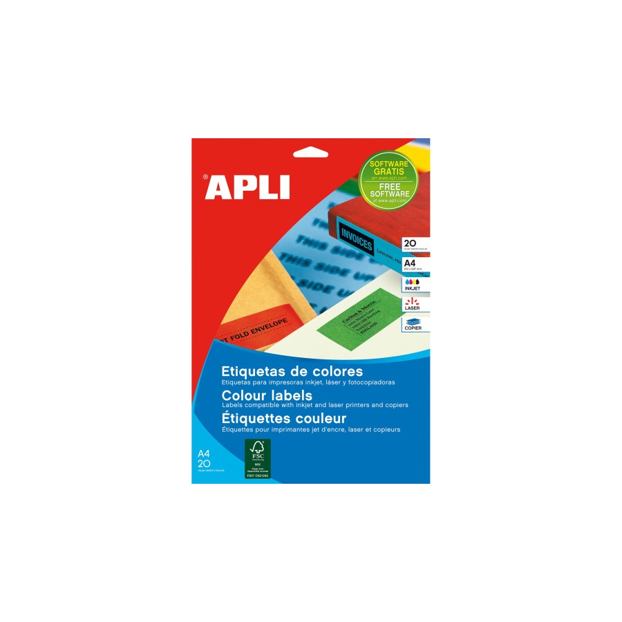 9698-PACK 20 HOJAS (200 UDS) ETIQUETAS AMARILLAS 210X297MM APLI 1599 9698-PACK 20 HOJAS (200 UDS) ETIQUETAS AMARILLAS 210X297MM APLI 1599