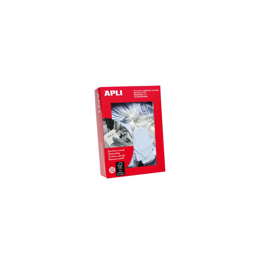 9710-CAJA 500 ETIQUETAS BLANCAS CON HILO 50X70 APLI 396
