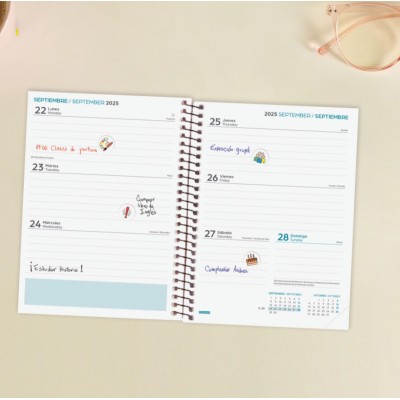 AGENDA ESCOLAR 2025 2026 SECUNDARIA 8º 120X164 SEMANA VISTA HORIZONTAL NEGRO FINOCAM 634224026