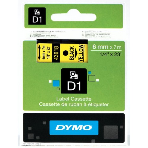 982-CINTA ROTULADORA D1 6MMX7M NEGRO/AMARILLO DYMO S0720790