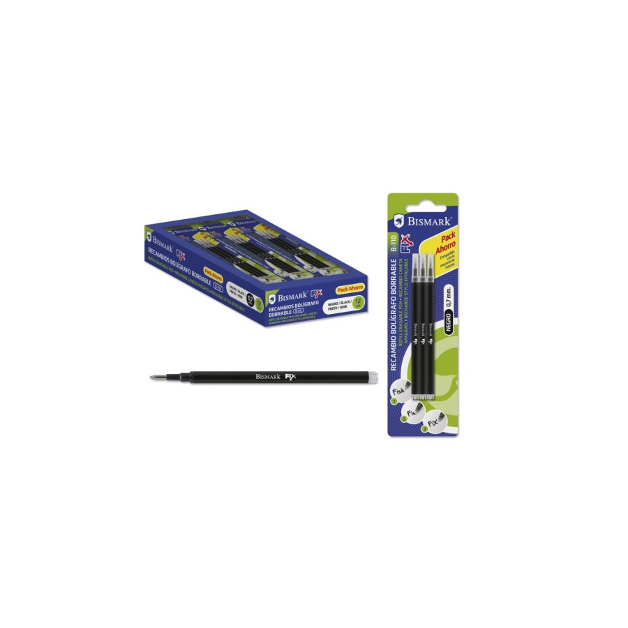 9854-SET 3 UNIDADES RECAMBIO BOLIGRAFO BORRABLE NEGRO BISMARK 327533