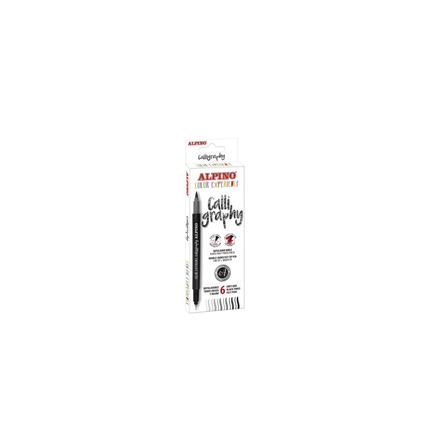 9937-ESTUCHE 6 ROTULADORES CALLYGRAPHY DOBLE PUNTA TONOS GRISES COLOR EXPERIENCE ALPINO AR001040