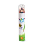 9965-TUBO 12 UNIDADES LAPICES DE COLORES HEXAGONALES + SACAPUNTAS CARIOCA 43340